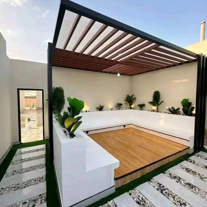 برجولات مع أثاث معدني